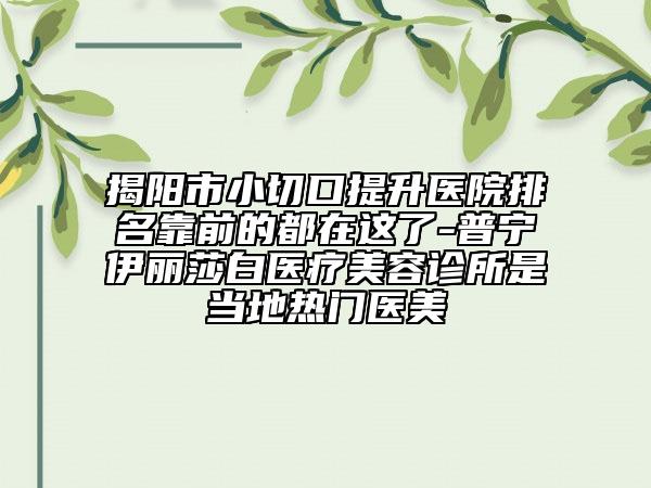 揭陽市小切口提升醫(yī)院排名靠前的都在這了-普寧伊麗莎白醫(yī)療美容診所是當?shù)責衢T醫(yī)美