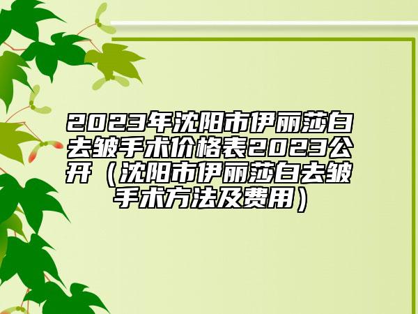 2023年沈陽市伊麗莎白去皺手術價格表2023公開（沈陽市伊麗莎白去皺手術方法及費用）