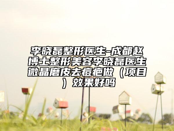 李曉磊整形醫(yī)生-成都趙博士整形美容李曉磊醫(yī)生微晶磨皮去痘疤做（項(xiàng)目）效果好嗎