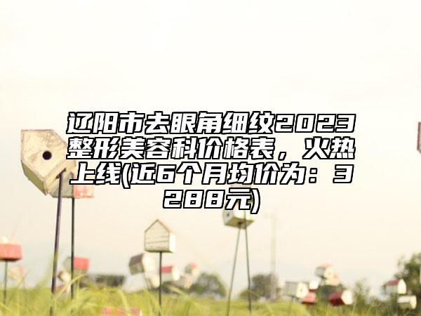 遼陽市去眼角細(xì)紋2023整形美容科價(jià)格表，火熱上線(近6個月均價(jià)為：3288元)