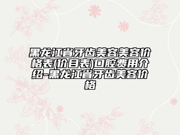 黑龍江省牙齒美容美容價(jià)格表(價(jià)目表)口腔費(fèi)用介紹-黑龍江省牙齒美容價(jià)格