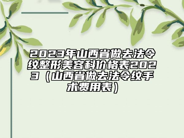 2023年山西省做去法令紋整形美容科價格表2023（山西省做去法令紋手術費用表）