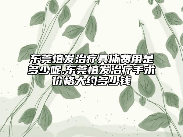 東莞植發(fā)治療具體費(fèi)用是多少呢,東莞植發(fā)治療手術(shù)價格大約多少錢