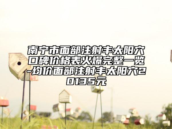 南寧市面部注射豐太陽(yáng)穴口碑價(jià)格表火爆完整一覽-均價(jià)面部注射豐太陽(yáng)穴20135元