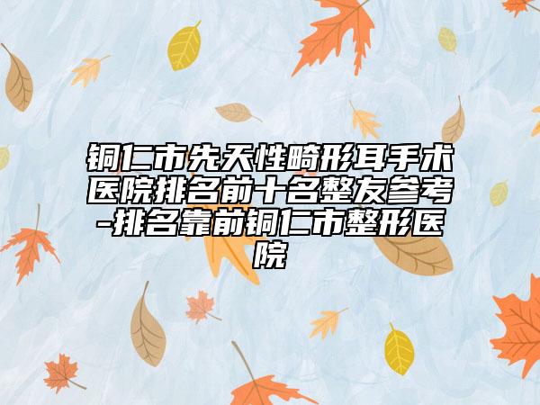 銅仁市先天性畸形耳手術(shù)醫(yī)院排名前十名整友參考-排名靠前銅仁市整形醫(yī)院