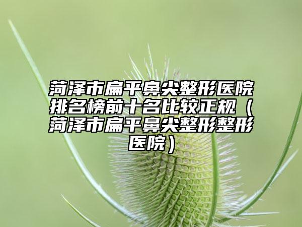 菏澤市扁平鼻尖整形醫(yī)院排名榜前十名比較正規(guī)（菏澤市扁平鼻尖整形整形醫(yī)院）