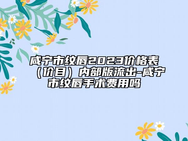 咸寧市紋唇2023價格表（價目）內(nèi)部版流出-咸寧市紋唇手術(shù)費用嗎