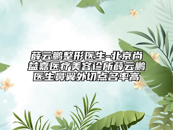 薛云鵬整形醫(yī)生-北京尚益嘉醫(yī)療美容診所薛云鵬醫(yī)生鼻翼外切點名率高