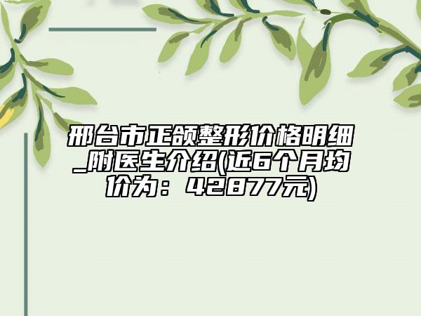 邢臺市正頜整形價格明細_附醫(yī)生介紹(近6個月均價為：42877元)