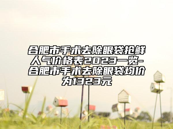 合肥市手術去除眼袋搶鮮人氣價格表2023一覽-合肥市手術去除眼袋均價為1323元