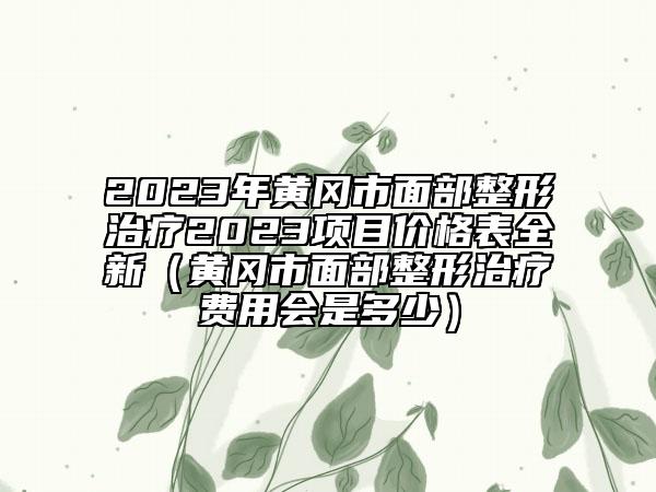 2023年黃岡市面部整形治療2023項目價格表全新（黃岡市面部整形治療費用會是多少）