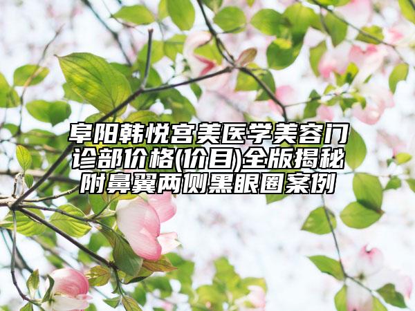 阜陽韓悅宮美醫(yī)學(xué)美容門診部價格(價目)全版揭秘附鼻翼兩側(cè)黑眼圈案例