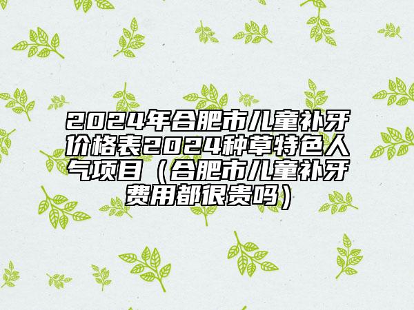 2024年合肥市兒童補(bǔ)牙價格表2024種草特色人氣項目（合肥市兒童補(bǔ)牙費(fèi)用都很貴嗎）