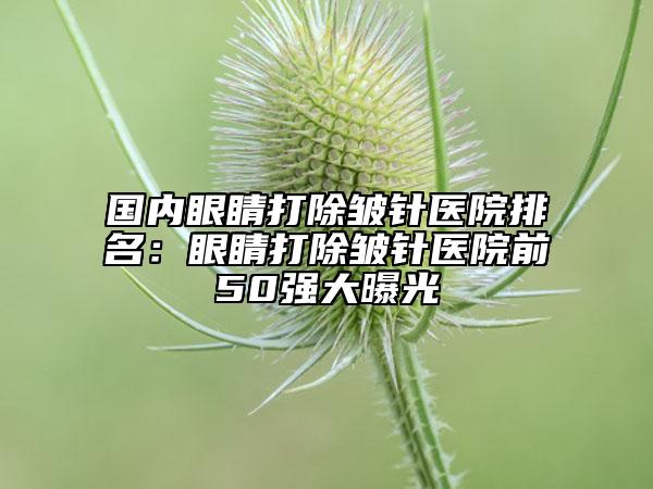 國(guó)內(nèi)眼睛打除皺針醫(yī)院排名：眼睛打除皺針醫(yī)院前50強(qiáng)大曝光