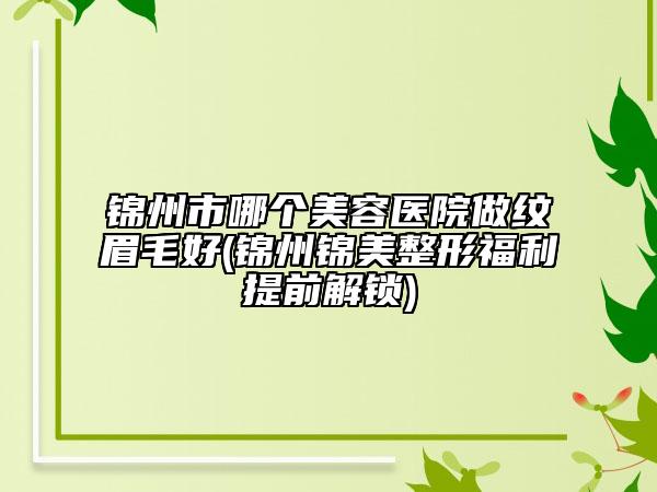 錦州市哪個(gè)美容醫(yī)院做紋眉毛好(錦州錦美整形福利提前解鎖)