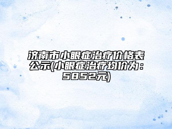 濟南市小眼癥治療價格表公示(小眼癥治療均價為：5852元)