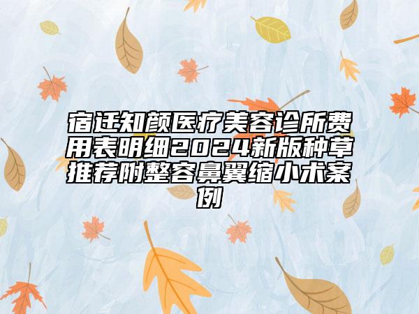 宿遷知顏醫(yī)療美容診所費(fèi)用表明細(xì)2024新版種草推薦附整容鼻翼縮小術(shù)案例