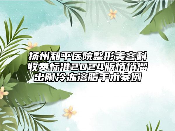 揚州和平醫(yī)院整形美容科收費標(biāo)準(zhǔn)2024版悄悄溜出附冷凍溶脂手術(shù)案例