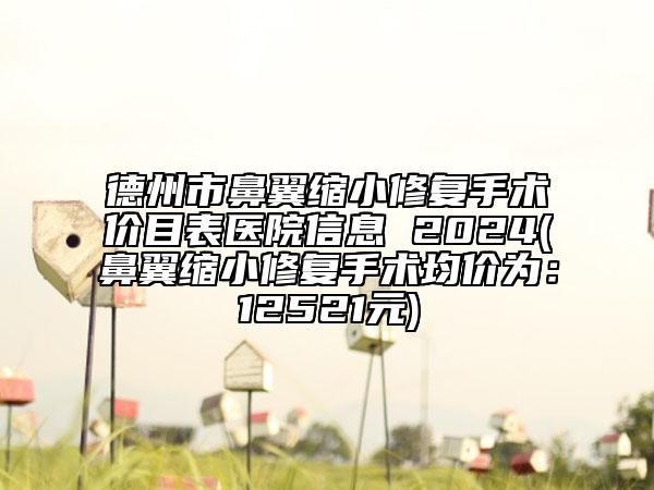 德州市鼻翼縮小修復(fù)手術(shù)價目表醫(yī)院信息 2024(鼻翼縮小修復(fù)手術(shù)均價為：12521元)