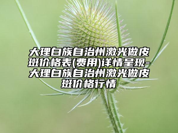 大理白族自治州激光做皮斑價格表(費用)詳情呈現(xiàn)-大理白族自治州激光做皮斑價格行情