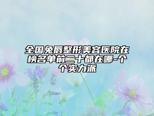 全國兔唇整形美容醫(yī)院在榜名單前二十都在哪-個(gè)個(gè)實(shí)力派