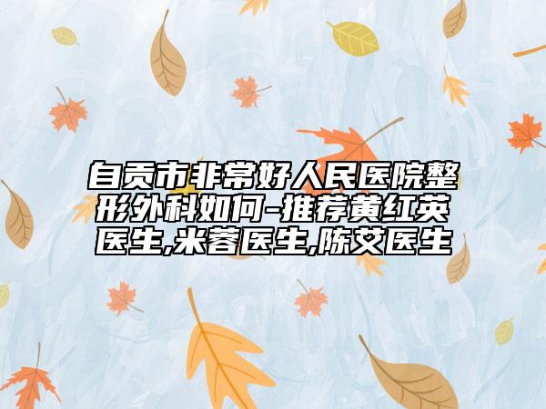 自貢市非常好人民醫(yī)院整形外科如何-推薦黃紅英醫(yī)生,米蓉醫(yī)生,陳艾醫(yī)生