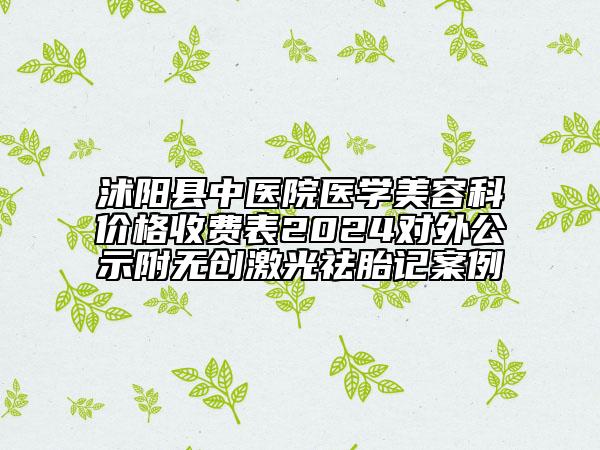 沭陽縣中醫(yī)院醫(yī)學(xué)美容科價格收費表2024對外公示附無創(chuàng)激光祛胎記案例