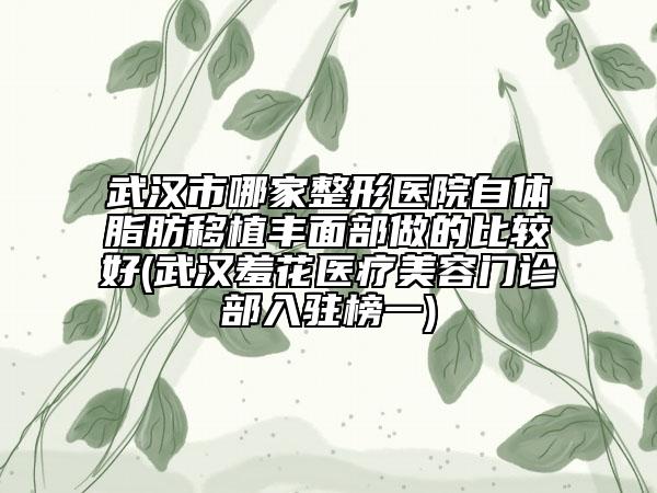 武漢市哪家整形醫(yī)院自體脂肪移植豐面部做的比較好(武漢羞花醫(yī)療美容門診部入駐榜一)