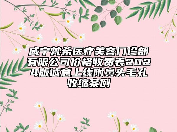 咸寧梵希醫(yī)療美容門診部有限公司價(jià)格收費(fèi)表2024版誠(chéng)意上線附鼻頭毛孔收縮案例