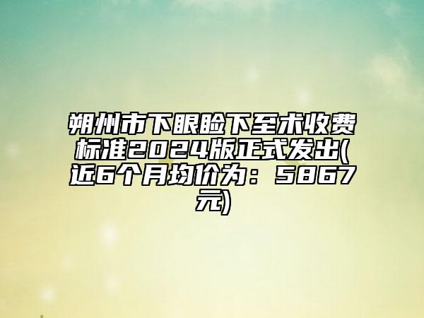 朔州市下眼瞼下至術(shù)收費標準2024版正式發(fā)出(近6個月均價為：5867元)