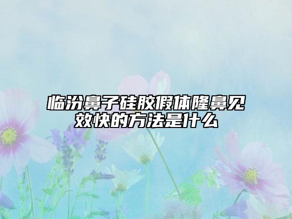 臨汾鼻子硅膠假體隆鼻見(jiàn)效快的方法是什么