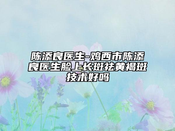 陳添良醫(yī)生-雞西市陳添良醫(yī)生臉上長(zhǎng)斑祛黃褐斑技術(shù)好嗎