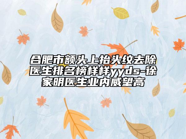 合肥市額頭上抬頭紋去除醫(yī)生排名榜樣樣yyds-徐家明醫(yī)生業(yè)內(nèi)威望高