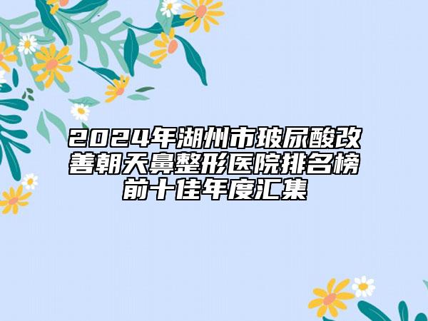 2024年湖州市玻尿酸改善朝天鼻整形醫(yī)院排名榜前十佳年度匯集