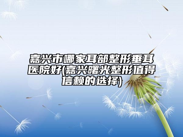 嘉興市哪家耳部整形垂耳醫(yī)院好(嘉興曙光整形值得信賴的選擇)