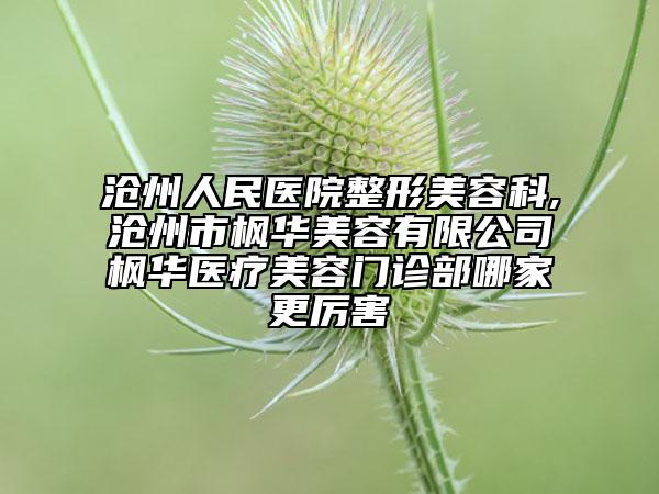 滄州人民醫(yī)院整形美容科,滄州市楓華美容有限公司楓華醫(yī)療美容門診部哪家更厲害