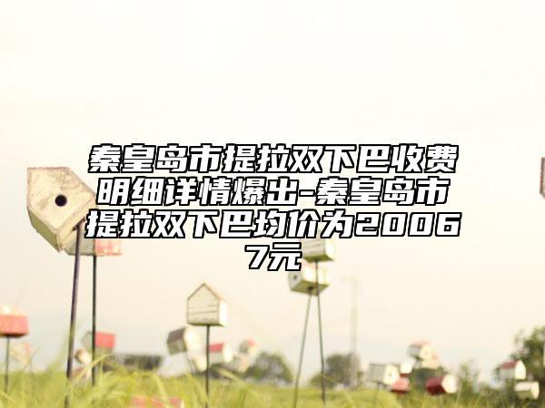 秦皇島市提拉雙下巴收費(fèi)明細(xì)詳情爆出-秦皇島市提拉雙下巴均價(jià)為20067元