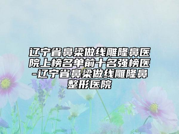 遼寧省鼻梁做線雕隆鼻醫(yī)院上榜名單前十名強(qiáng)榜醫(yī)-遼寧省鼻梁做線雕隆鼻整形醫(yī)院