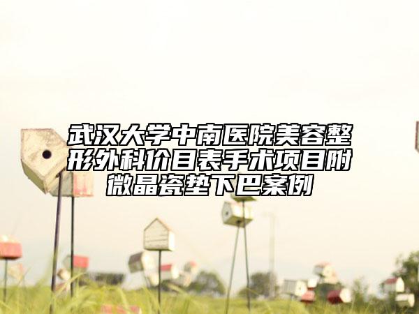 武漢大學(xué)中南醫(yī)院美容整形外科價(jià)目表手術(shù)項(xiàng)目附微晶瓷墊下巴案例